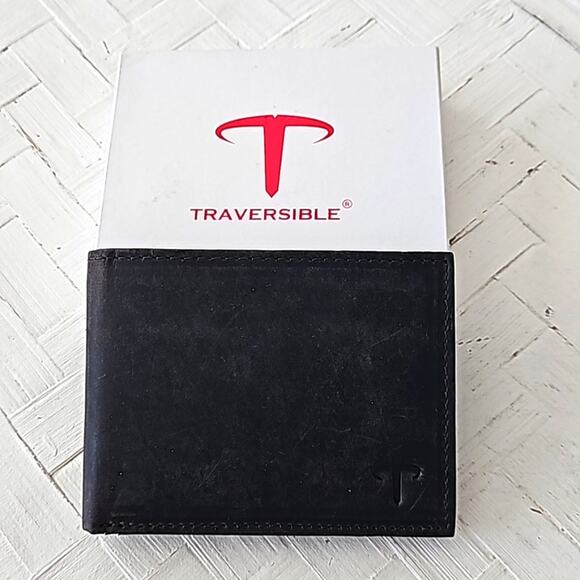 Traversible Slim Front Pocket Wallet for Men RFID Leather 8 Slots Brown (NIB) - Picture 1 of 6